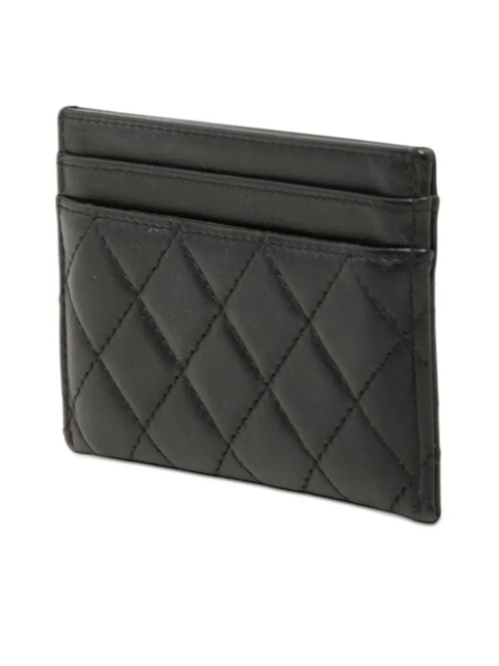 Chanel CC Logo Boy Card Case Black Lambskin